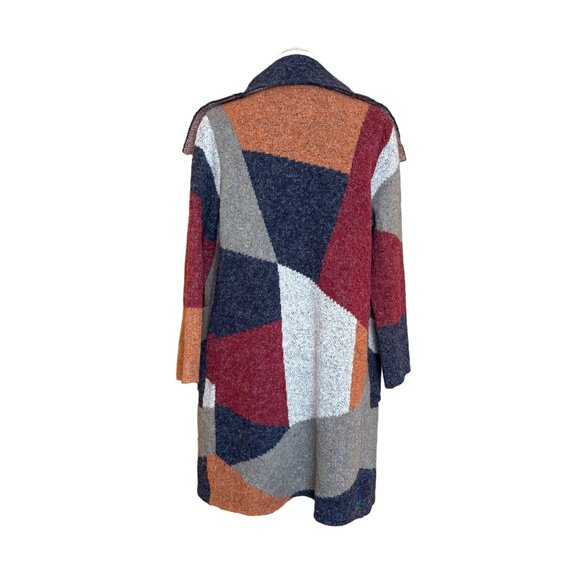 MaxSport Geometric Colorblock Open Cardigan Soft Sweater Cozy Small Womens 36" - Picture 4 of 11